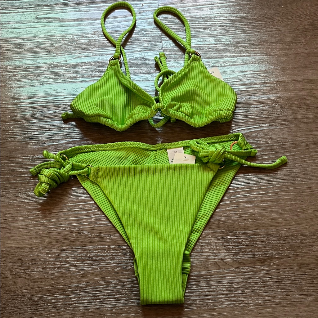 Aerie Neon Green Ribbed Bikini